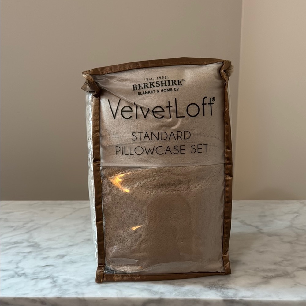 Brand New Berkshire VelvetLoft Standard Pillowcase Set in Tan